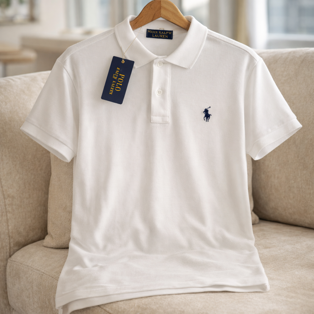 Polo Ralphauren Yakalı T-Shirt - Ekru