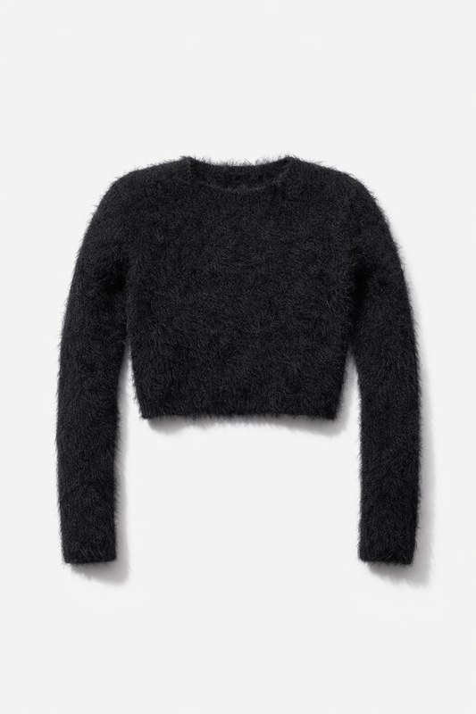 Kabarık Tüylü Triko Kazak - Women