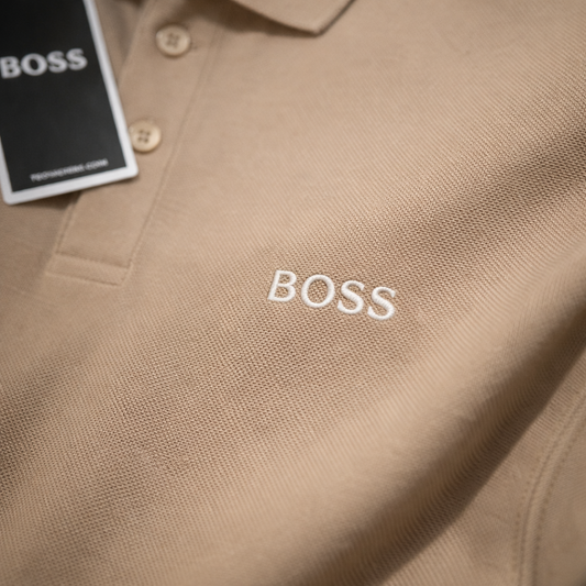 BOSS Yakalı T-Shirt - Bej