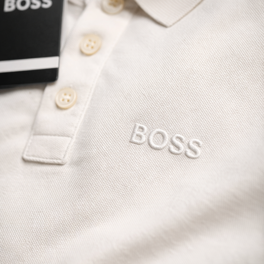 BOSS Yakalı T-Shirt - Beyaz