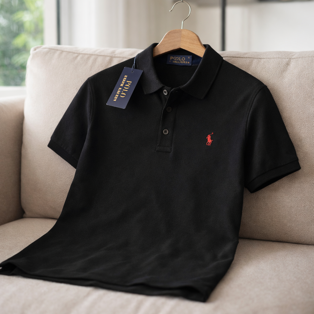Polo Ralphauren Yakalı T-Shirt - Siyah