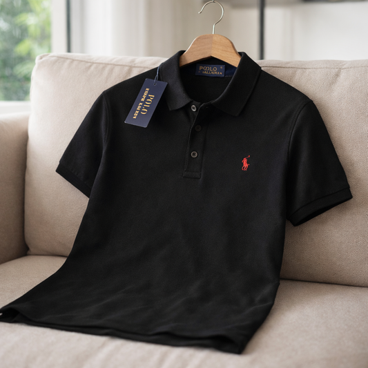 Polo Ralphauren Yakalı T-Shirt - Siyah