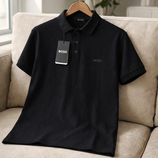 BOSS Yakalı T-Shirt - Siyah
