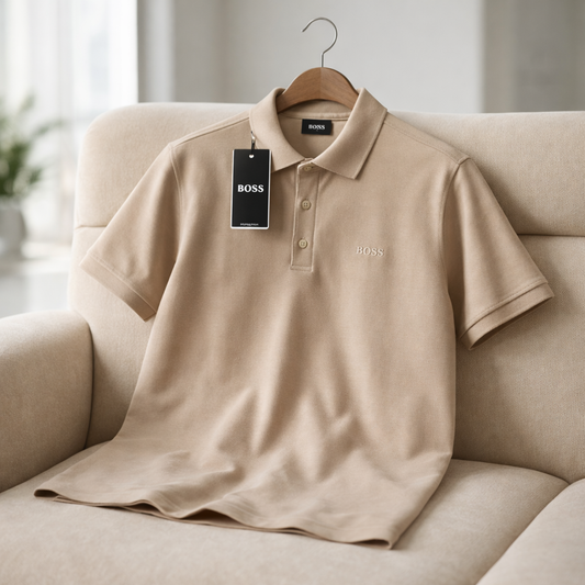 BOSS Yakalı T-Shirt - Bej