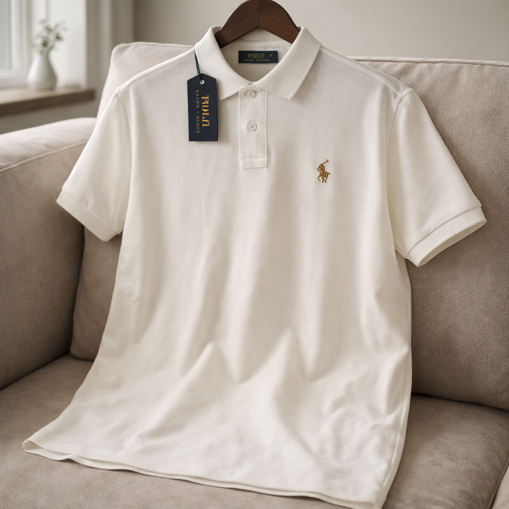 Polo Ralphauren Yakalı T-Shirt - Ekru